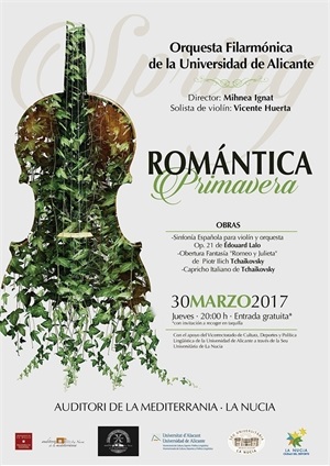 Cartel del concierto "Romática Primavera" de la OFUA en La Nucía