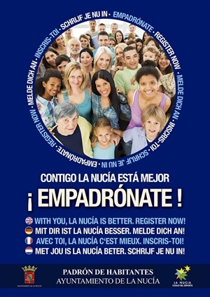 Cartel de la campaña de empadronamiento del Ayuntamiento de La Nucía