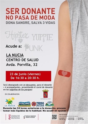 Cartel promocional de la Donación de Sangre del próximo viernes 23 de junio