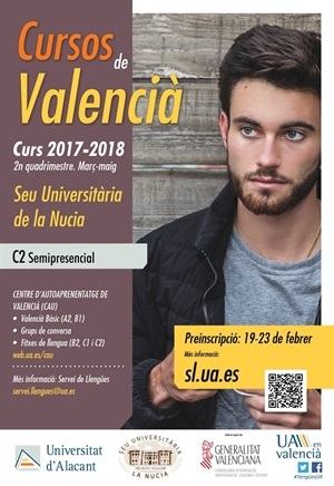 Cartel del "Curs de Valencià C2" en La Nucía
