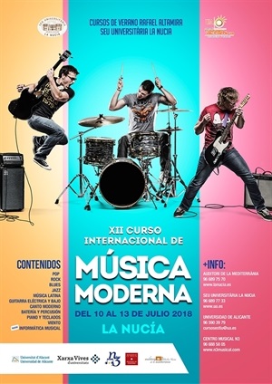 Cartel del Curso de Música Moderna de Verano de la UA 2018