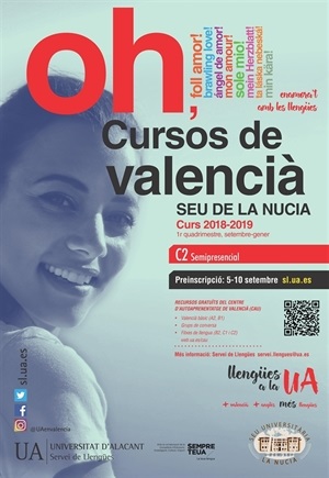 Cartel del Curs de Valencià C2 en La Nucía