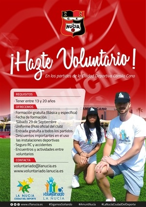 Cartel para fomentar el voluntariado en el CF La Nucía