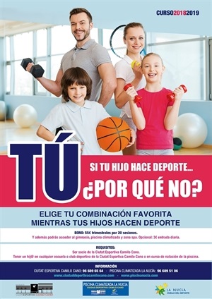 Cartel de la campaña para fomentar el deporte entre padres y madres