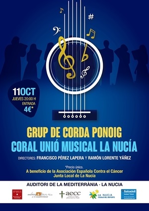 Cartel del concierto solidario del jueves 11 de octubre en l'Auditori de La Nucía