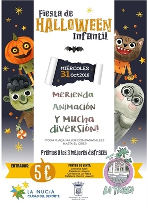 Cartel de la Fiesta Infantil de Halloween de La Nucía
