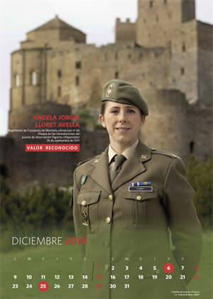 Ángela Lloret Avellá es la soldado protagonista del mes de diciembre, en el calendario editado por el Ministerio de Defesan