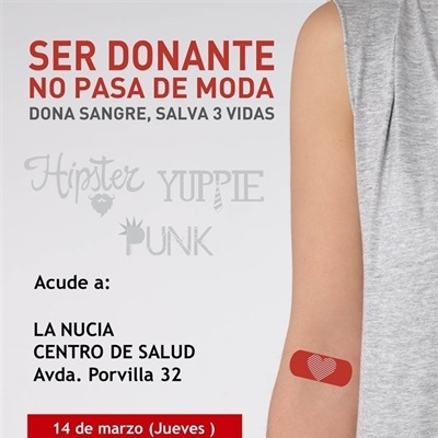 El próximo jueves "Donación de Sangre" en el Centro de Salud 