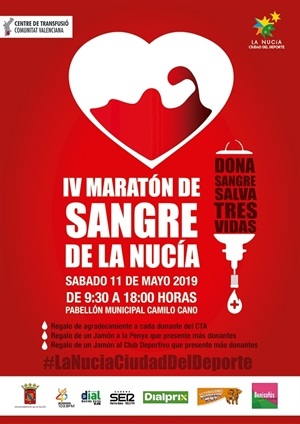 La IV Maratón de Sangre de La Nucía será el sábado 11 de mayo