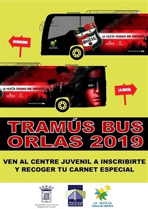 Cartel del Tramús Bús Especial por las "Orlas del IES La Nucía"